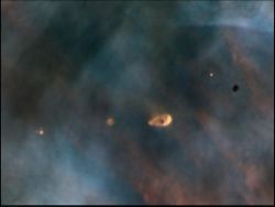 Imagen del Hubble de discos protoplanetarios en la Nebulosa de Orión, una "guardería de estrellas" posiblemente muy similar a la nebulosa primordial a partir de la cual nuestro Sol se formó