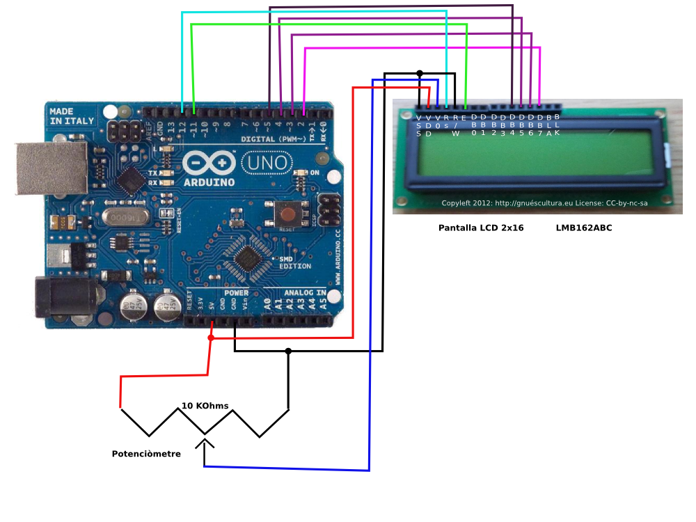 Pantalla LCD 16x2 LMB162ABC amb Arduino