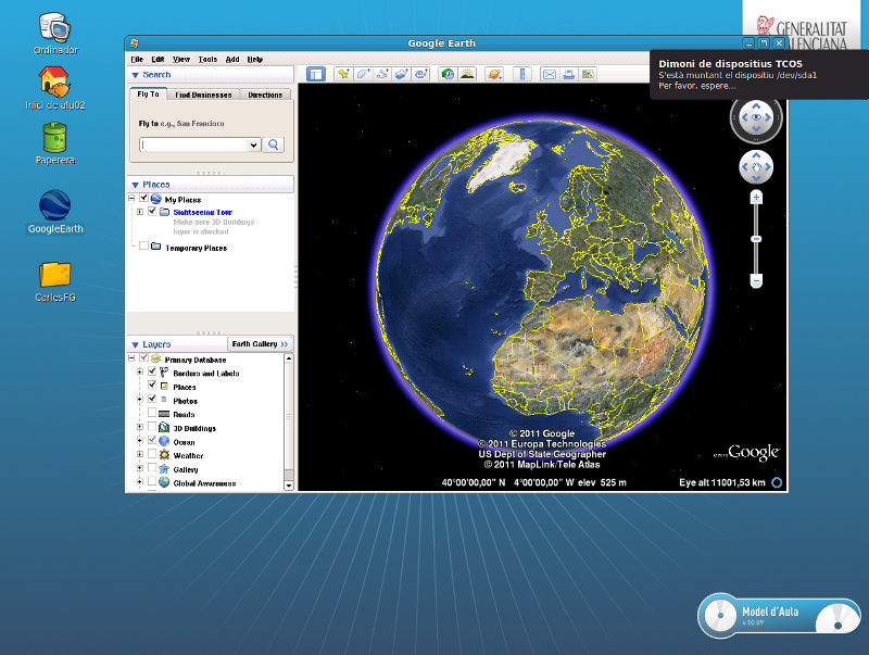 Google Earth en lliurex 10.09 client lleuger